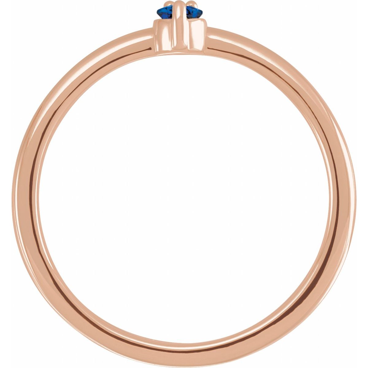 Natural Blue Sapphire & .015 CT Natural Diamond Ring in 14k rose gold