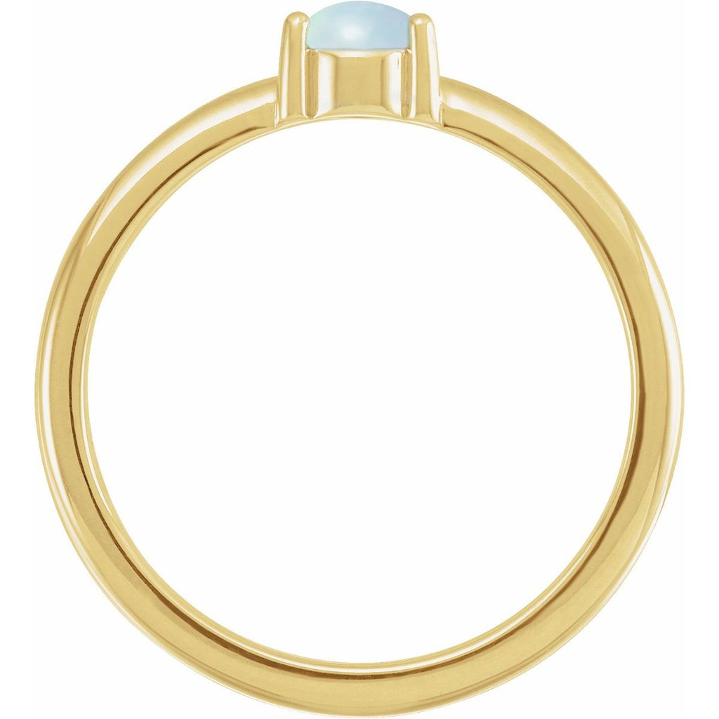 Natural White Opal Cabochon Ring in 14k yellow gold