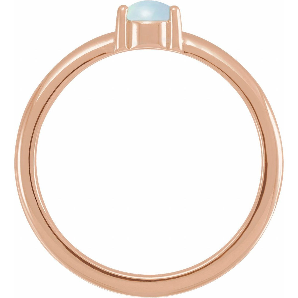 Natural White Opal Cabochon Ring in 14k rose gold