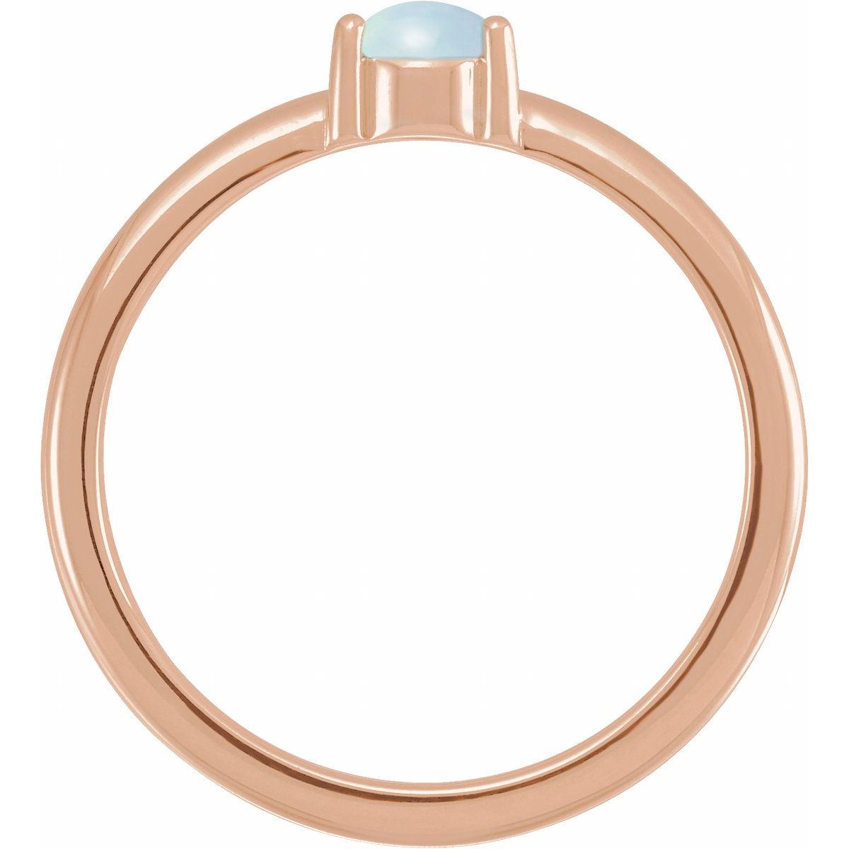 Natural White Opal Cabochon Ring in 14k rose gold