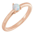 Natural White Opal Cabochon Ring in 14k rose gold