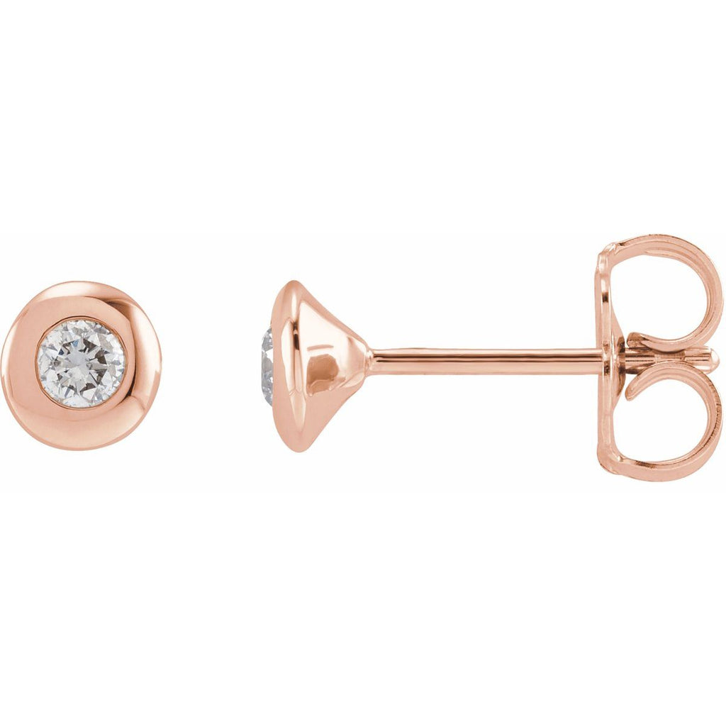 1 CTW Lab-Grown Diamond Domed Bezel-Set Earrings in 14k rose gold