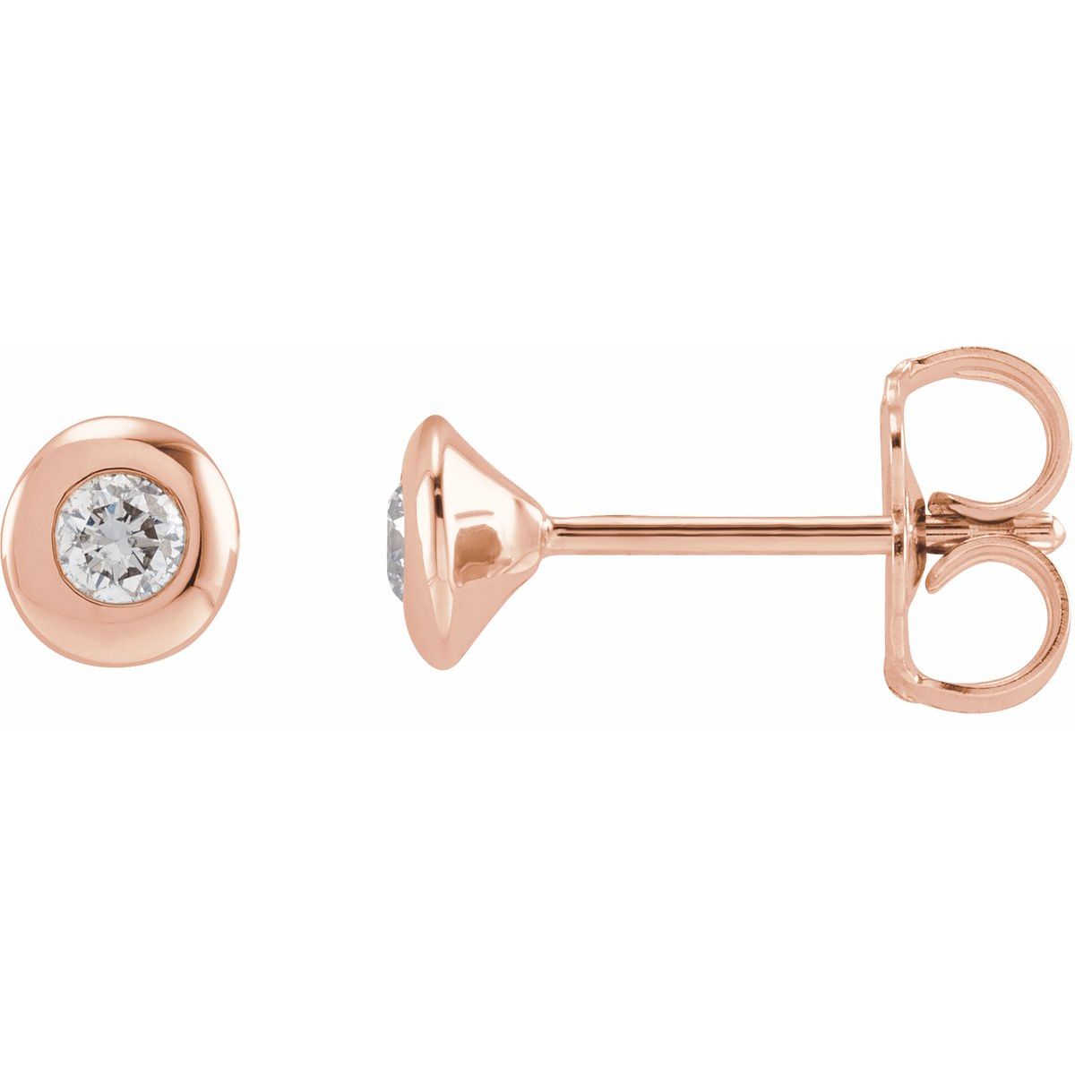 1 CTW Lab-Grown Diamond Domed Bezel-Set Earrings in 14k rose gold