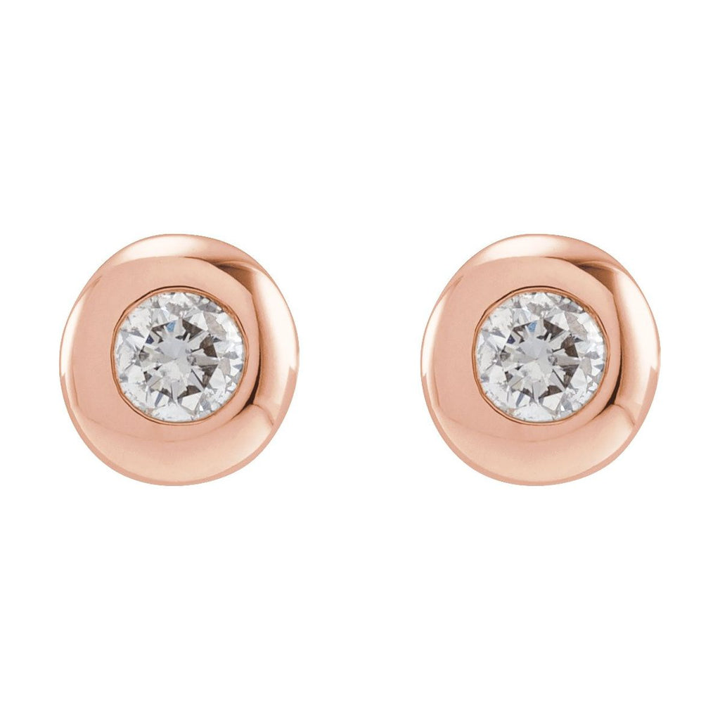 1 CTW Lab-Grown Diamond Domed Bezel-Set Earrings in 14k rose gold