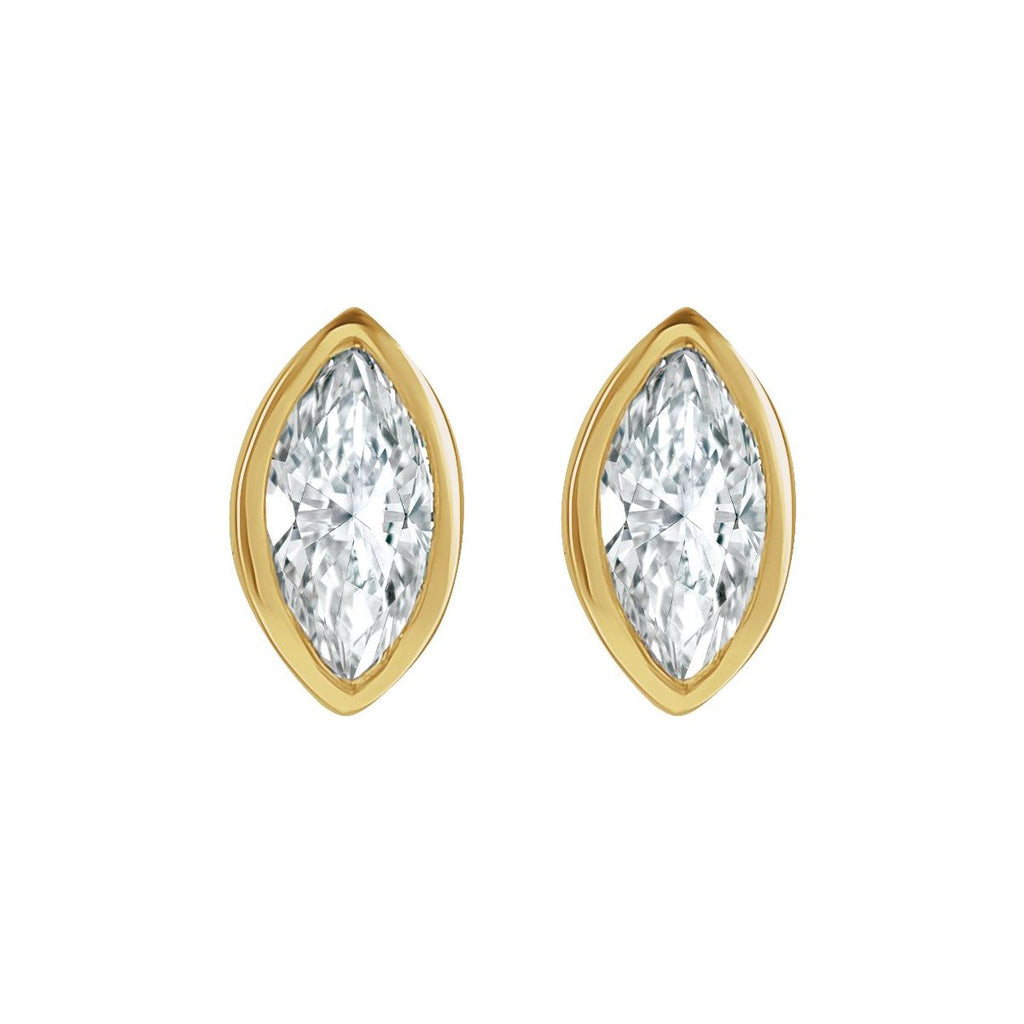 .04 CTW Natural Diamond Solitaire Bezel-Set Earrings in 14k yellow gold