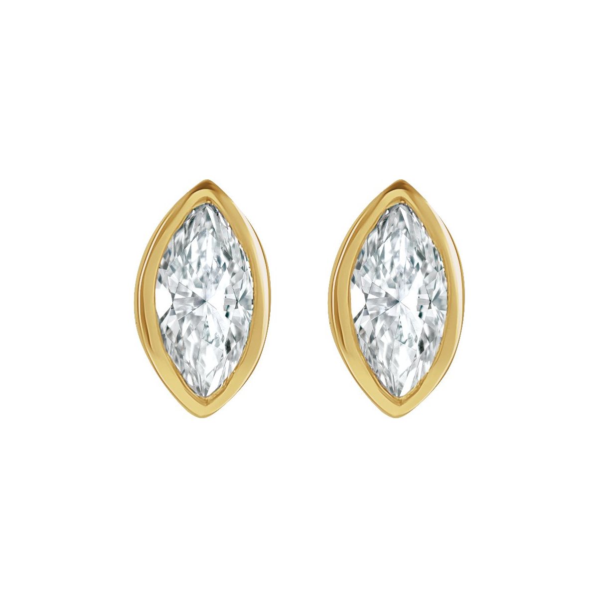 .04 CTW Natural Diamond Solitaire Bezel-Set Earrings in 14k yellow gold