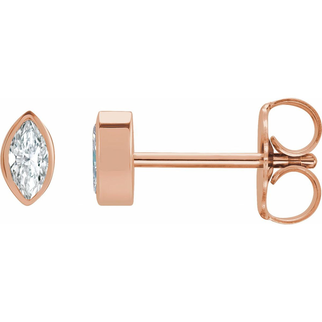 .04 CTW Natural Diamond Solitaire Bezel-Set Earrings in 14k rose gold
