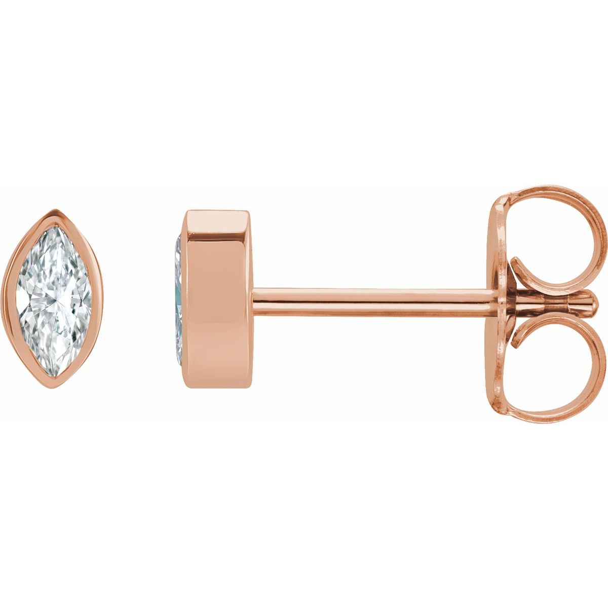 .06 CTW Natural Diamond Solitaire Bezel-Set Earrings in 14k rose gold