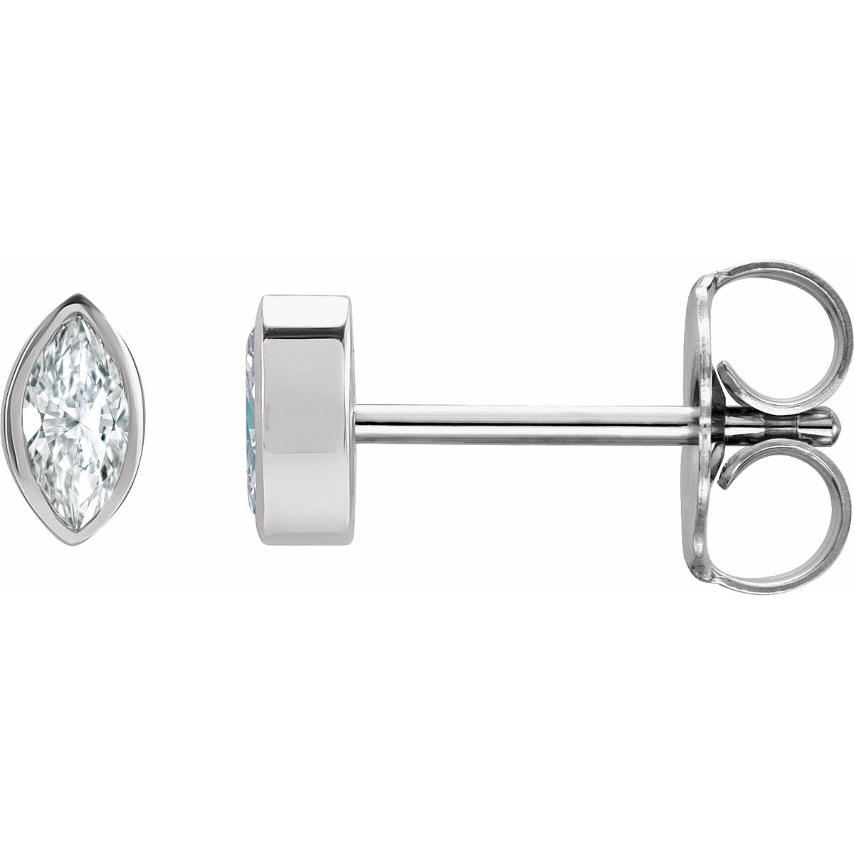 .04 CTW Natural Diamond Solitaire Bezel-Set Earrings in 14k white gold