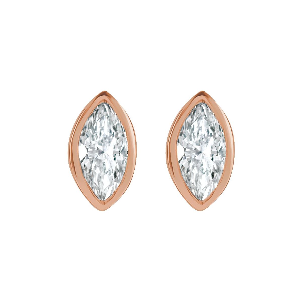 .04 CTW Natural Diamond Solitaire Bezel-Set Earrings in 14k rose gold