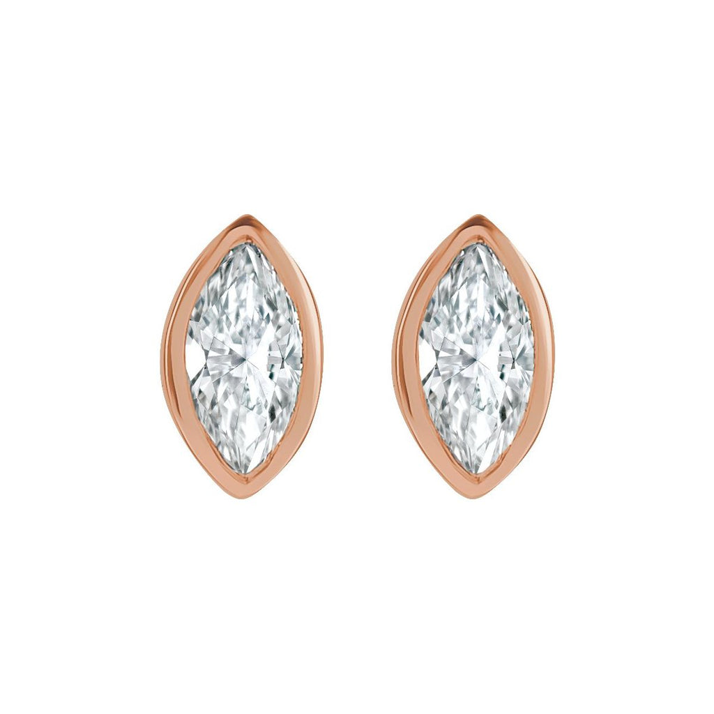 .06 CTW Natural Diamond Solitaire Bezel-Set Earrings in 14k rose gold