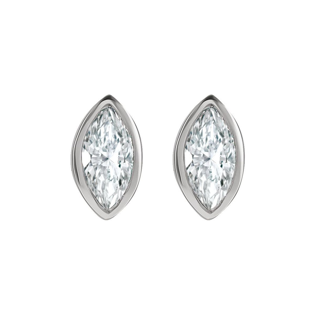 .06 CTW Natural Diamond Solitaire Bezel-Set Earrings in 14k white gold