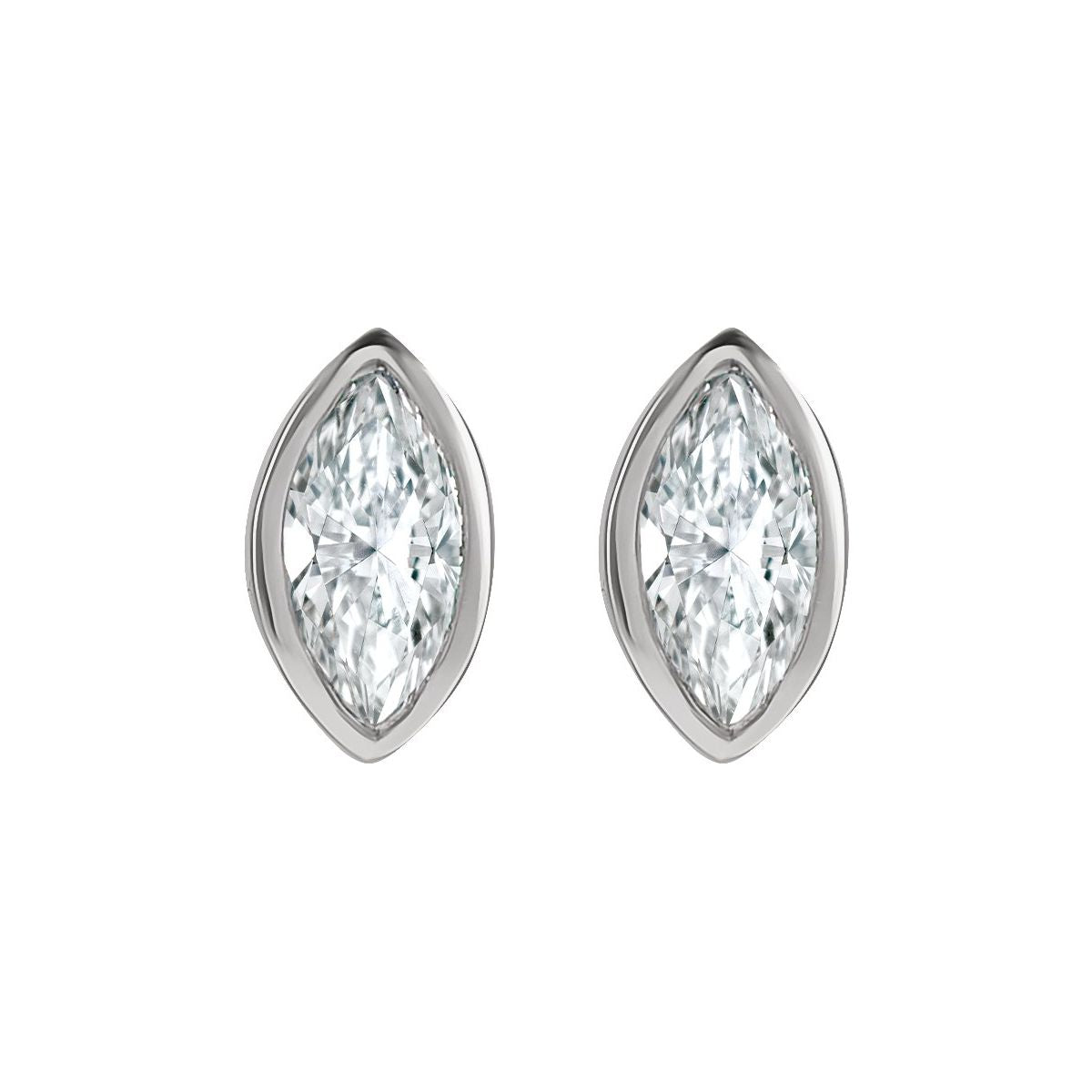 .06 CTW Natural Diamond Solitaire Bezel-Set Earrings in 14k white gold