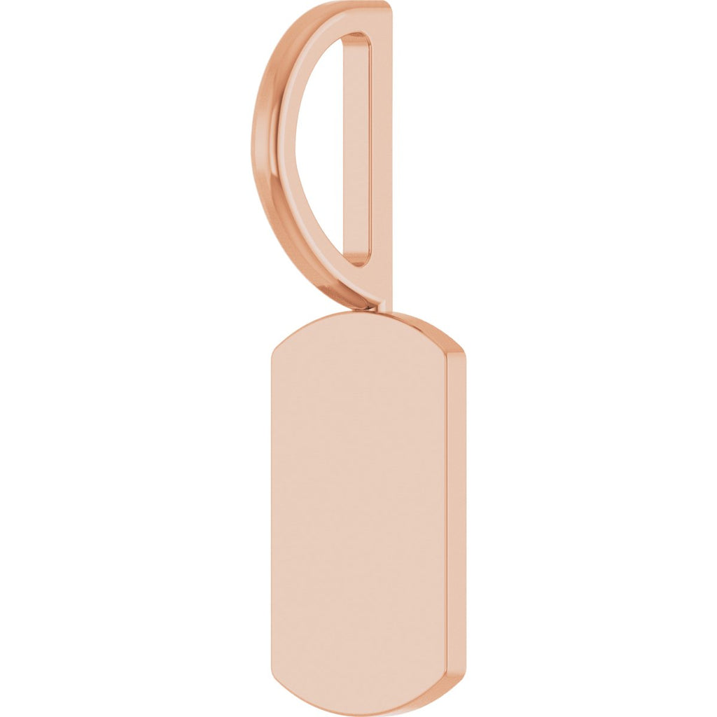 Engravable Dog Tag Charm/Pendant in 14k rose gold