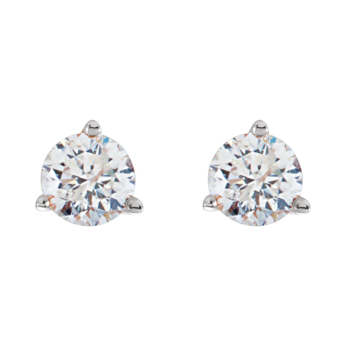 1 CTW Natural Diamond Stud Earrings in 14k white gold