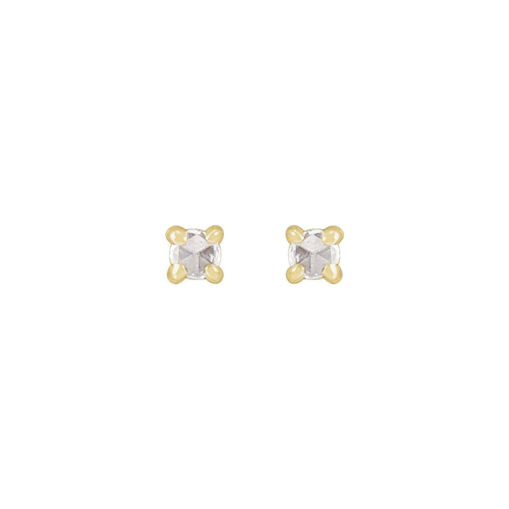 .05 CTW Rose-Cut Natural Diamond Stud Earrings in 14k yellow gold