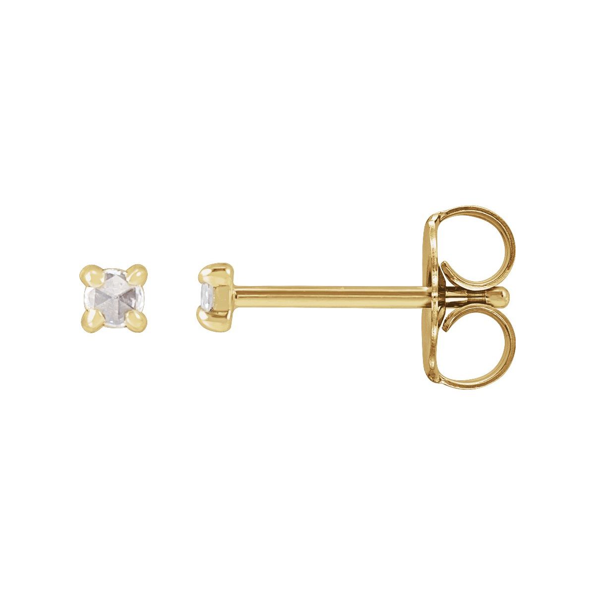 .05 CTW Rose-Cut Natural Diamond Stud Earrings in 14k yellow gold
