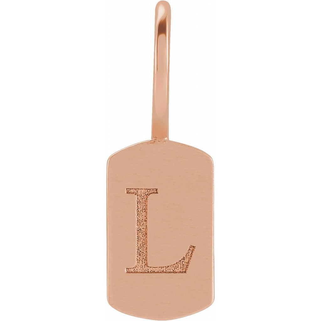 Engravable Dog Tag Charm/Pendant in 14k rose gold