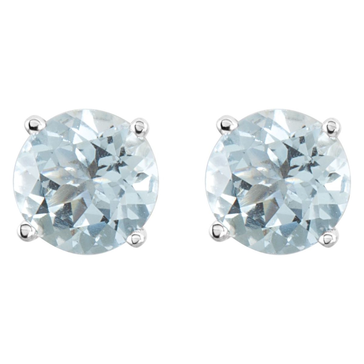 Natural Aquamarine Four-Prong Stud Earrings in platinum