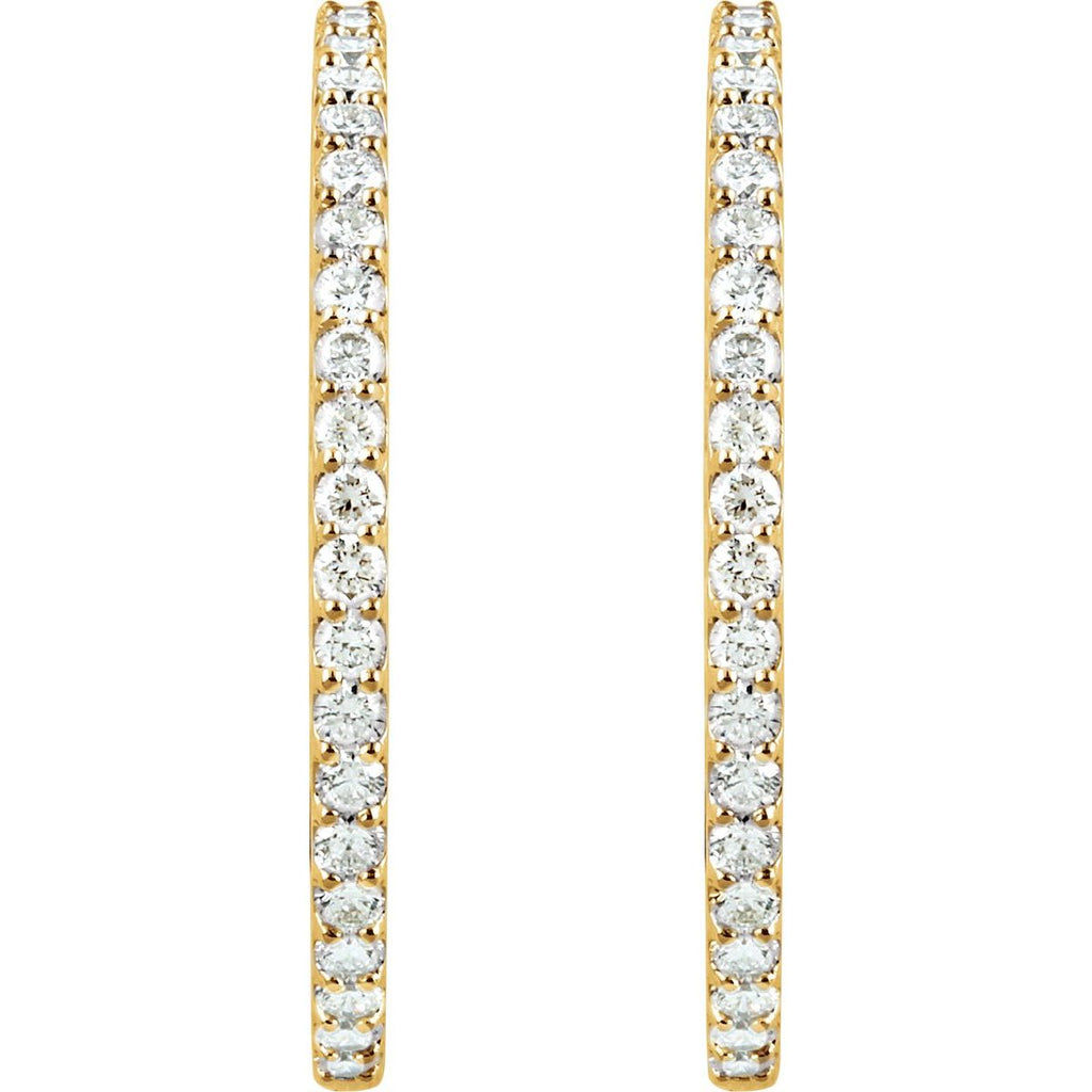 6 1/2 CTW Lab-Grown Diamond Inside-Outside 51 mm Hinged Hoop Earrings in 14k yellow gold