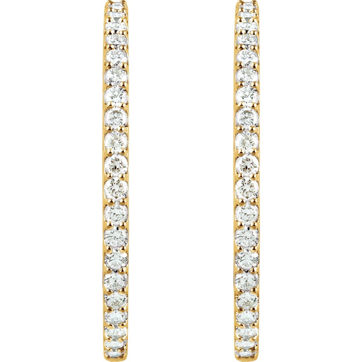 6 1/2 CTW Lab-Grown Diamond Inside-Outside 51 mm Hinged Hoop Earrings in 14k yellow gold