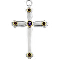 Natural Amethyst & Natural Mozambique Garnet Pectoral Cross Pendant in 14k yellow gold