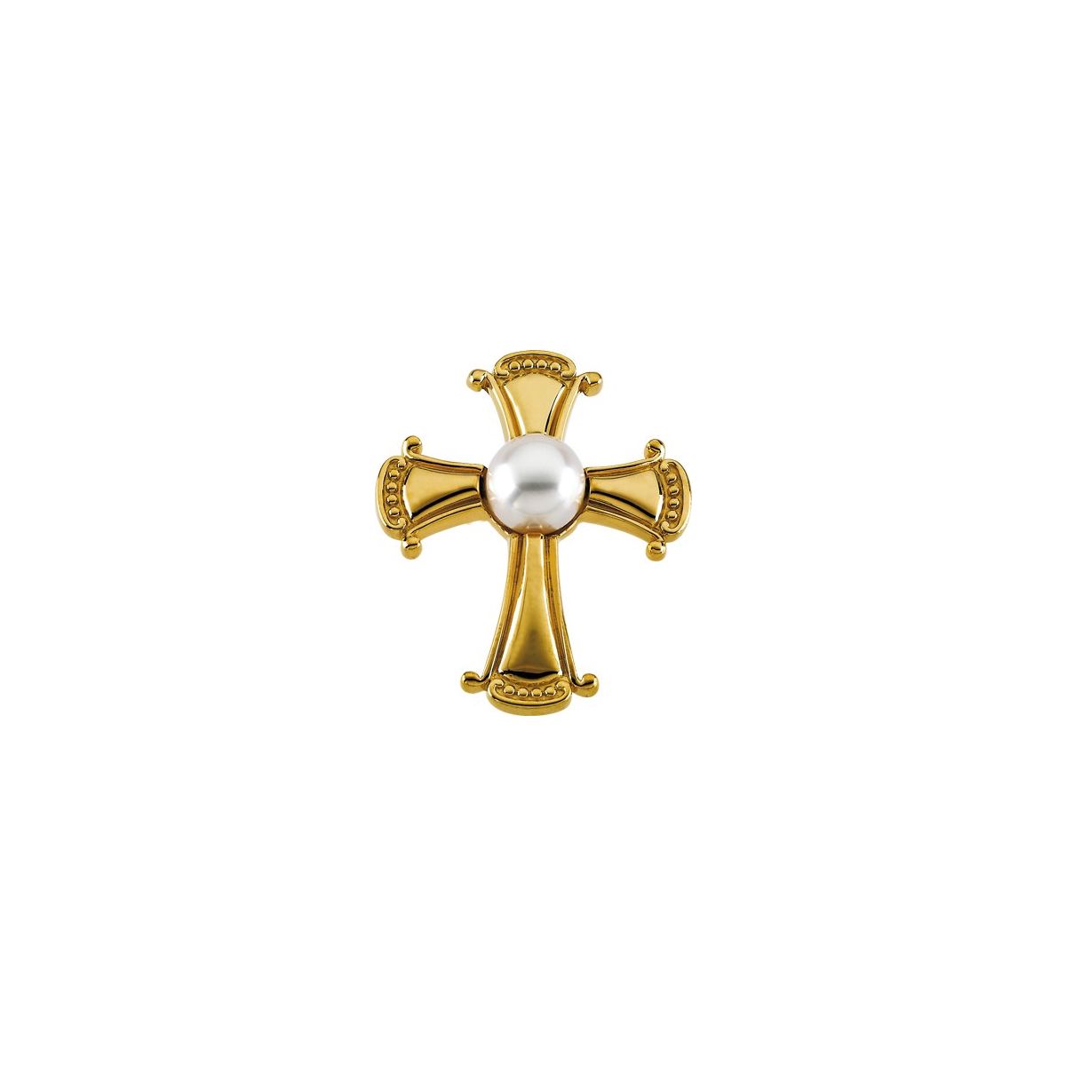 Cultured White Akoya Pearl Pendant in 14k yellow gold