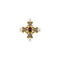 Natural Mozambique Garnet, Cultured White Akoya Pearl & 1/2 CTW Natural Diamond Cross Pendant in 14k yellow gold