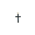 Natural Blue Sapphire Cross Pendant in 14k yellow gold