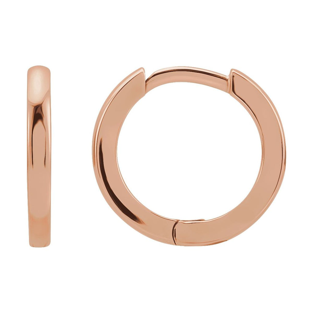 Hinged 12.5 mm Hoop Earring in 14k rose gold