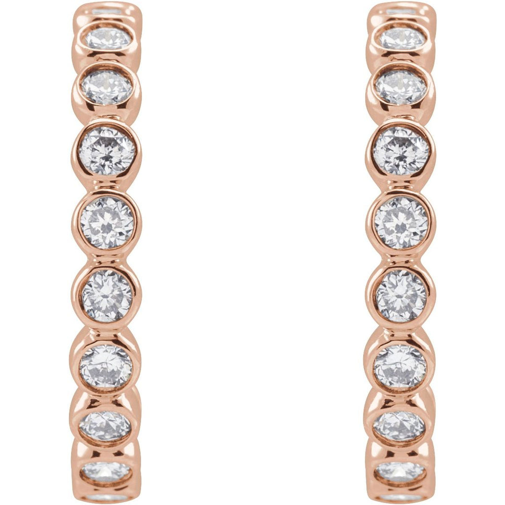 1/3 CTW Natural Diamond 14 mm Hoop Earrings in 14k rose gold