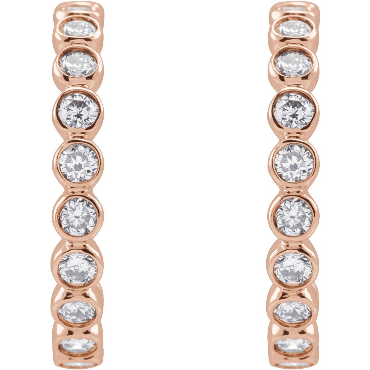 1/3 CTW Natural Diamond 14 mm Hoop Earrings in 14k rose gold