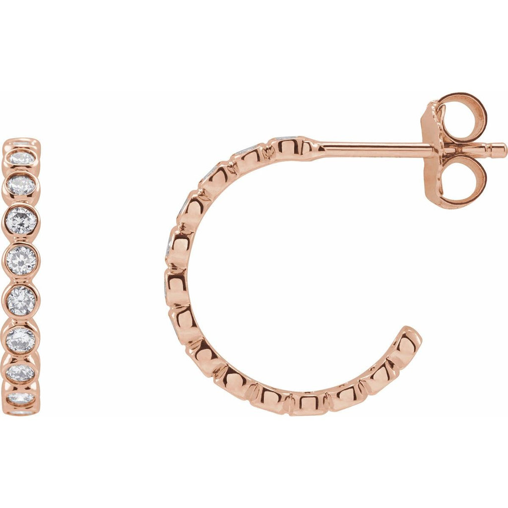 1/3 CTW Natural Diamond 14 mm Hoop Earrings in 14k rose gold
