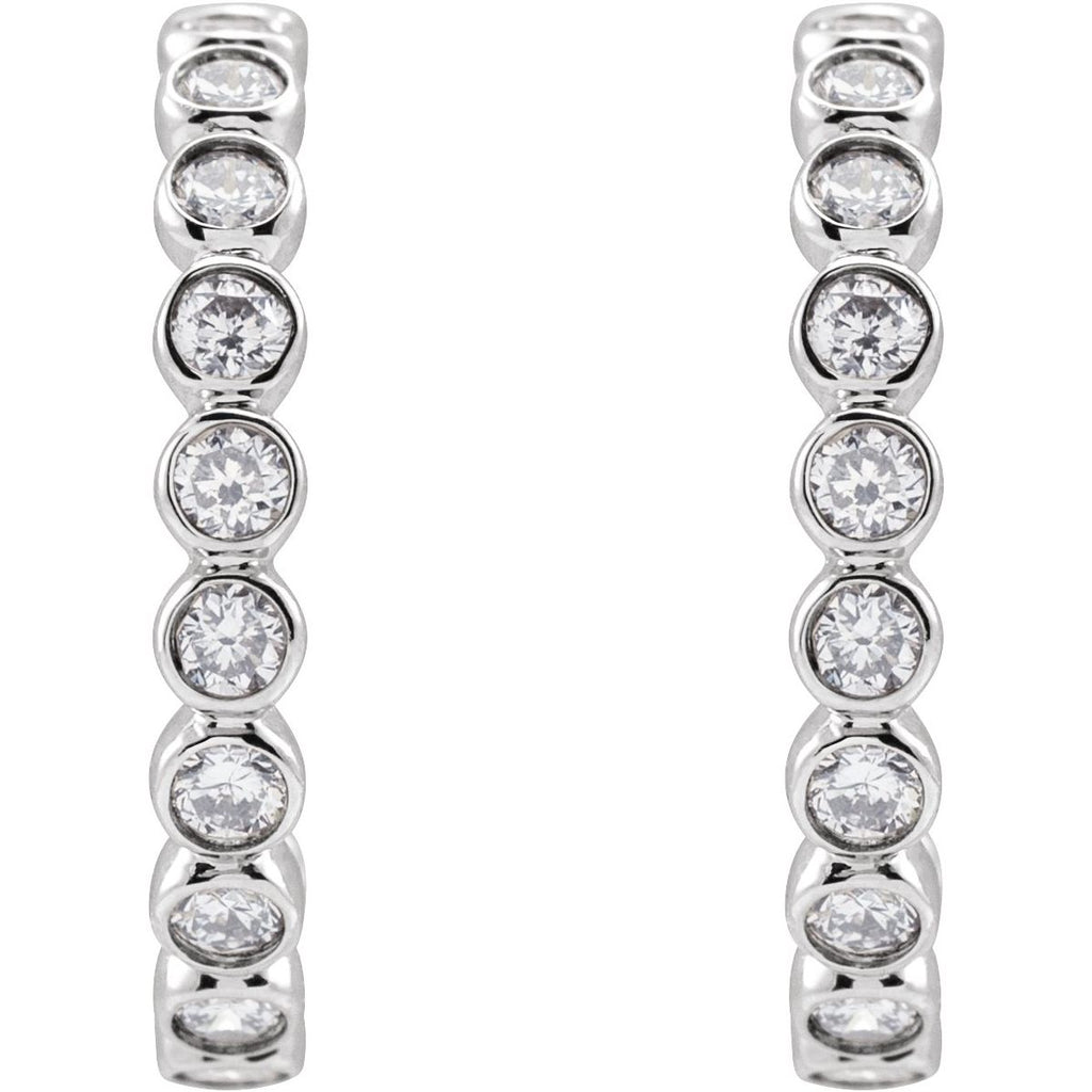 1/3 CTW Natural Diamond 14 mm Hoop Earrings in 14k white gold