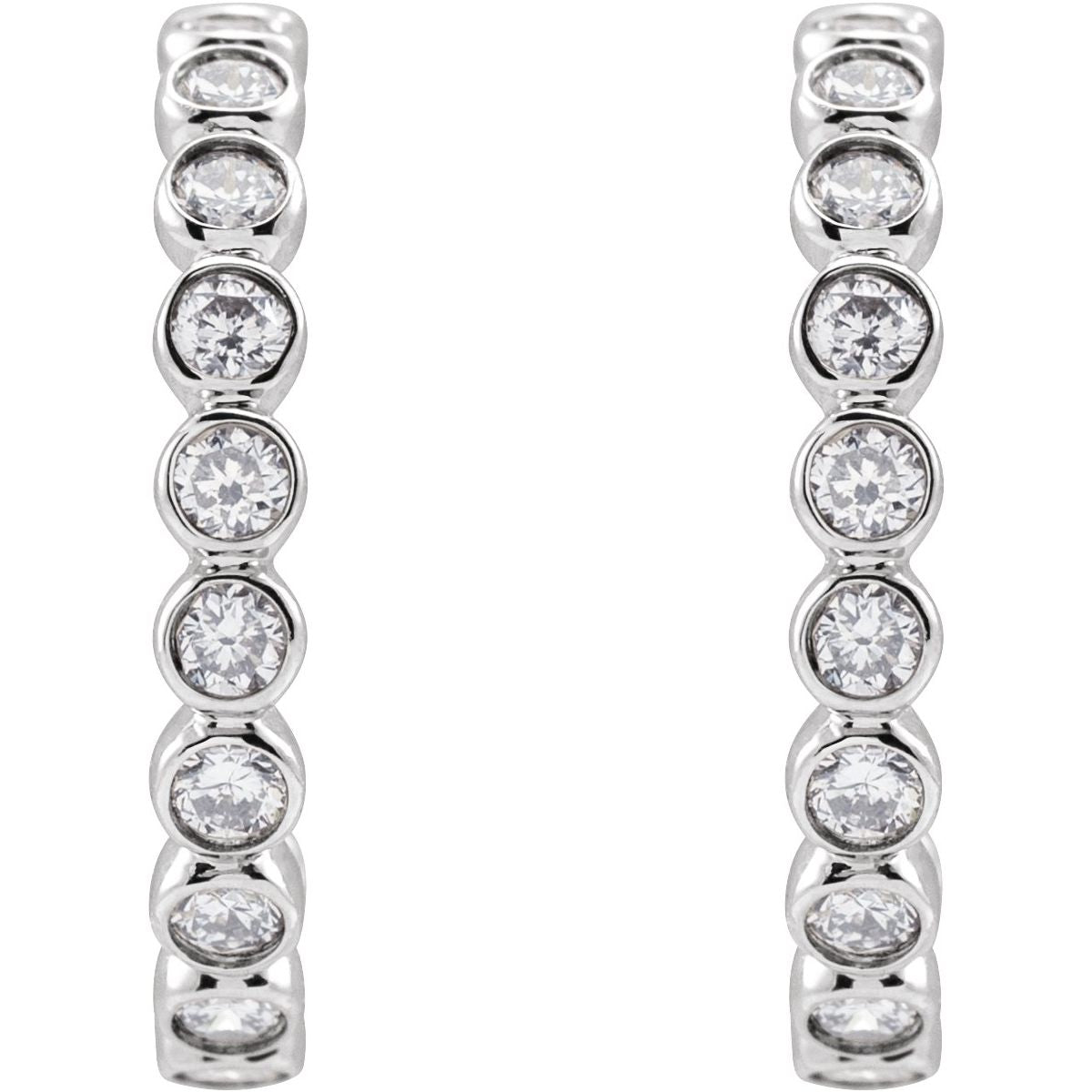 1/3 CTW Natural Diamond 14 mm Hoop Earrings in 14k white gold