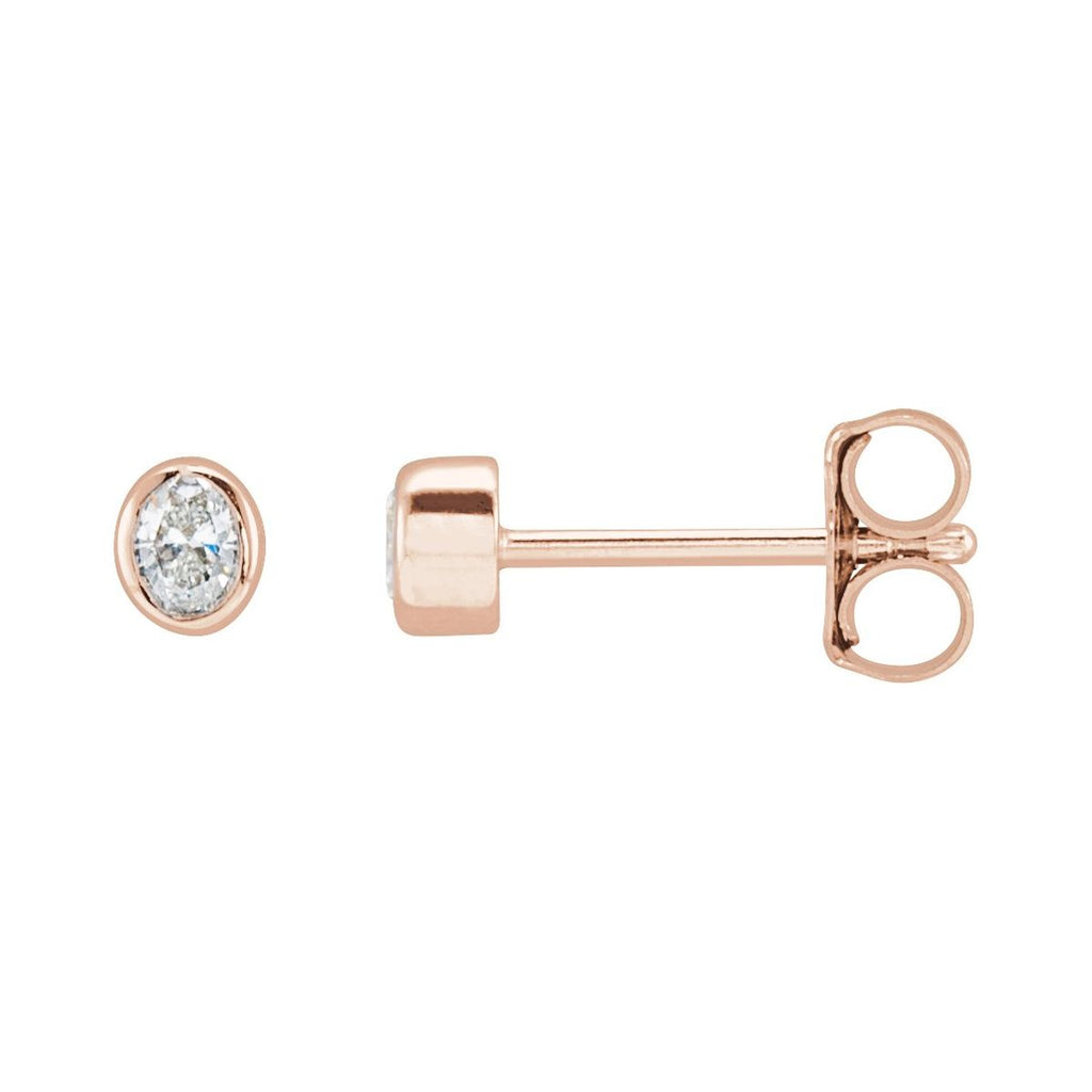 1/10 CTW Natural Diamond Bezel-Set Earrings in 14k rose gold