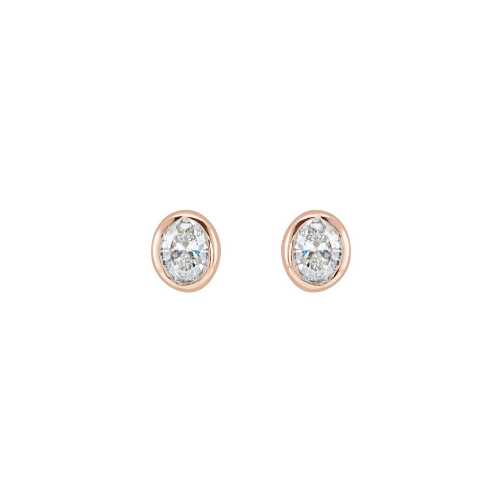 1/10 CTW Natural Diamond Bezel-Set Earrings in 14k rose gold