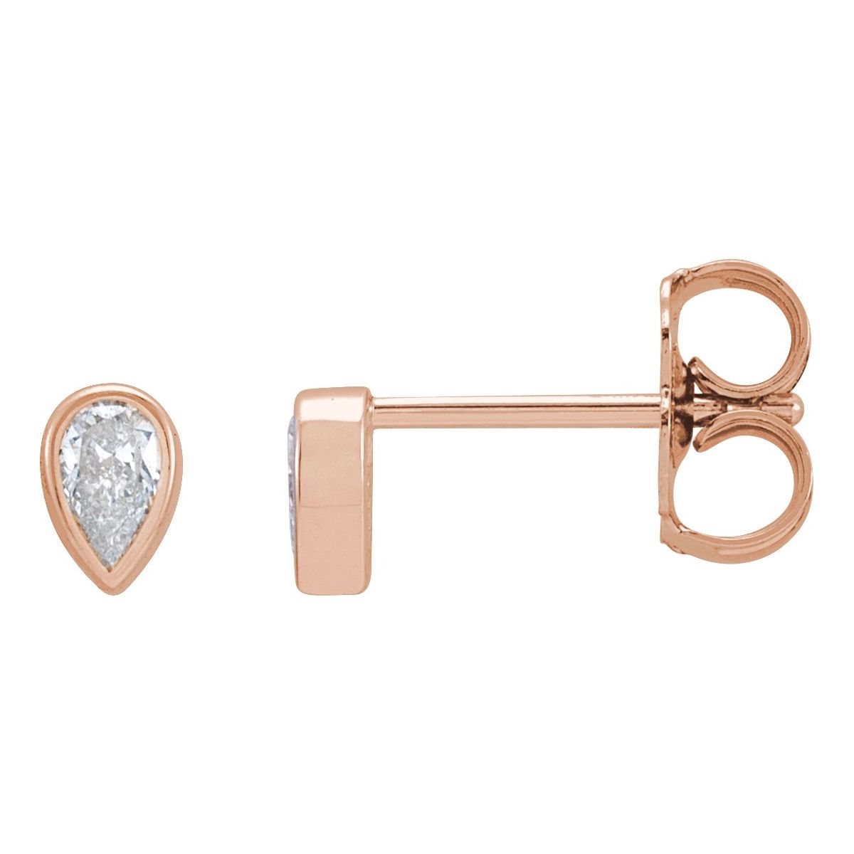 1/10 CT Natural Diamond Bezel-Set Earring in 14k rose gold