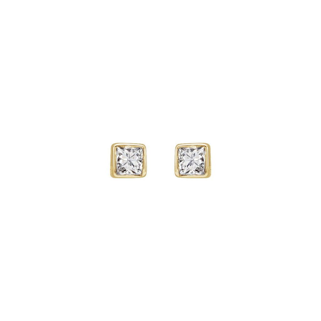 .05 CTW Natural Diamond Bezel-Set Earrings in 14k yellow gold