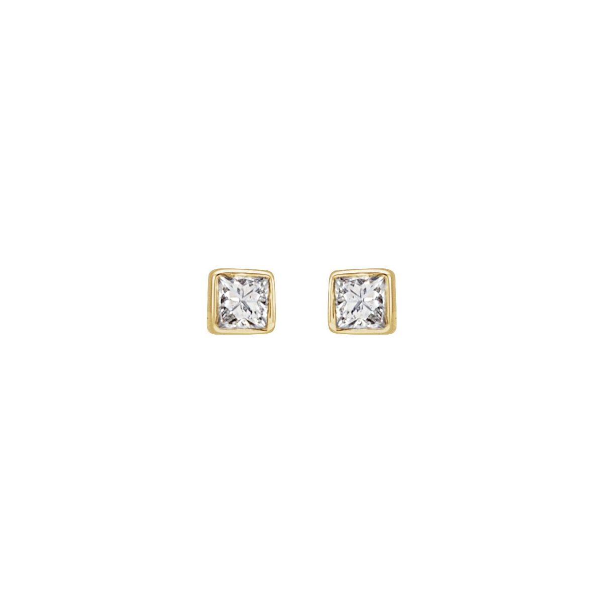 .05 CTW Natural Diamond Bezel-Set Earrings in 14k yellow gold