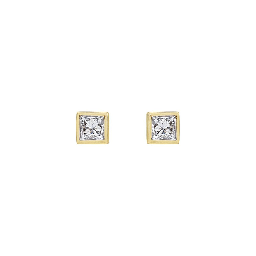 .07 CTW Natural Diamond Bezel-Set Earrings in 14k yellow gold