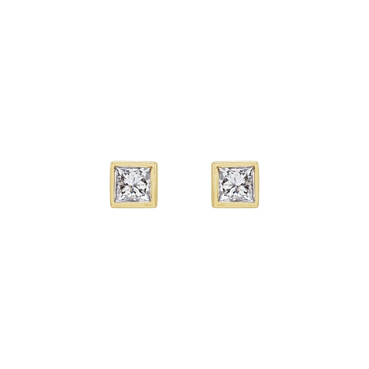 .07 CTW Natural Diamond Bezel-Set Earrings in 14k yellow gold