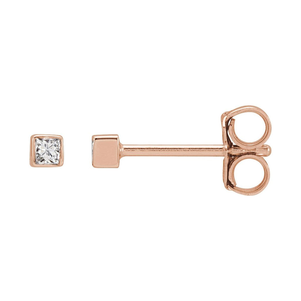 .05 CTW Natural Diamond Bezel-Set Earrings in 14k rose gold