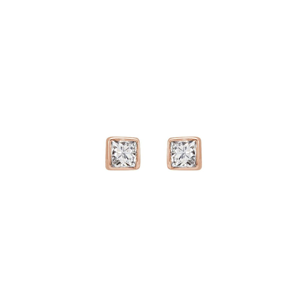 .05 CTW Natural Diamond Bezel-Set Earrings in 14k rose gold