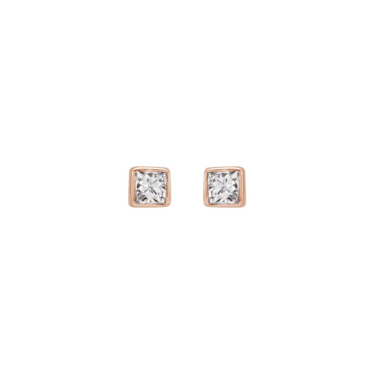 .05 CTW Natural Diamond Bezel-Set Earrings in 14k rose gold