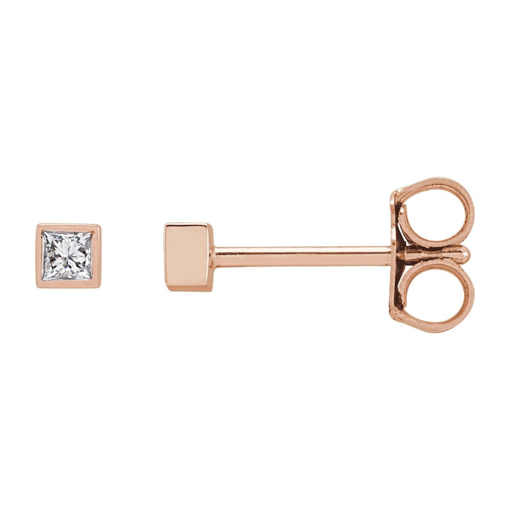 .07 CTW Natural Diamond Bezel-Set Earrings in 14k rose gold