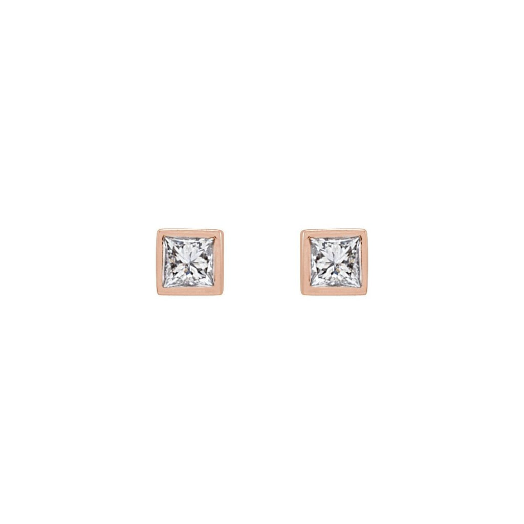 .07 CTW Natural Diamond Bezel-Set Earrings in 14k rose gold