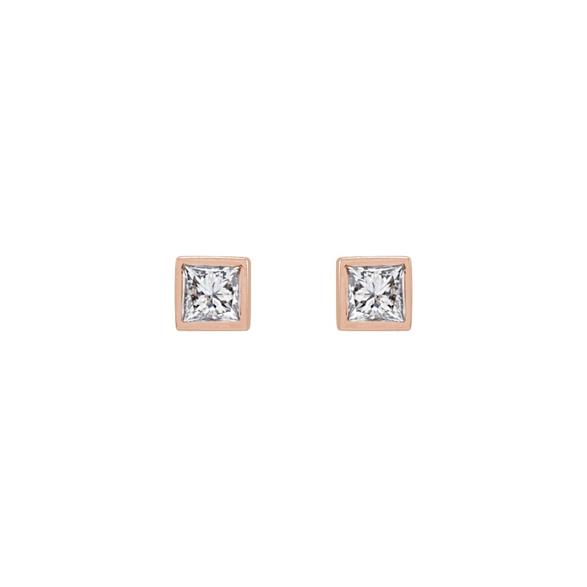 .07 CTW Natural Diamond Bezel-Set Earrings in 14k rose gold