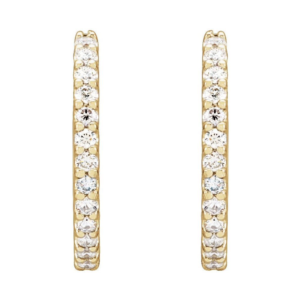 1/2 CTW Natural Diamond 16 mm Hoop Earrings in 14k yellow gold