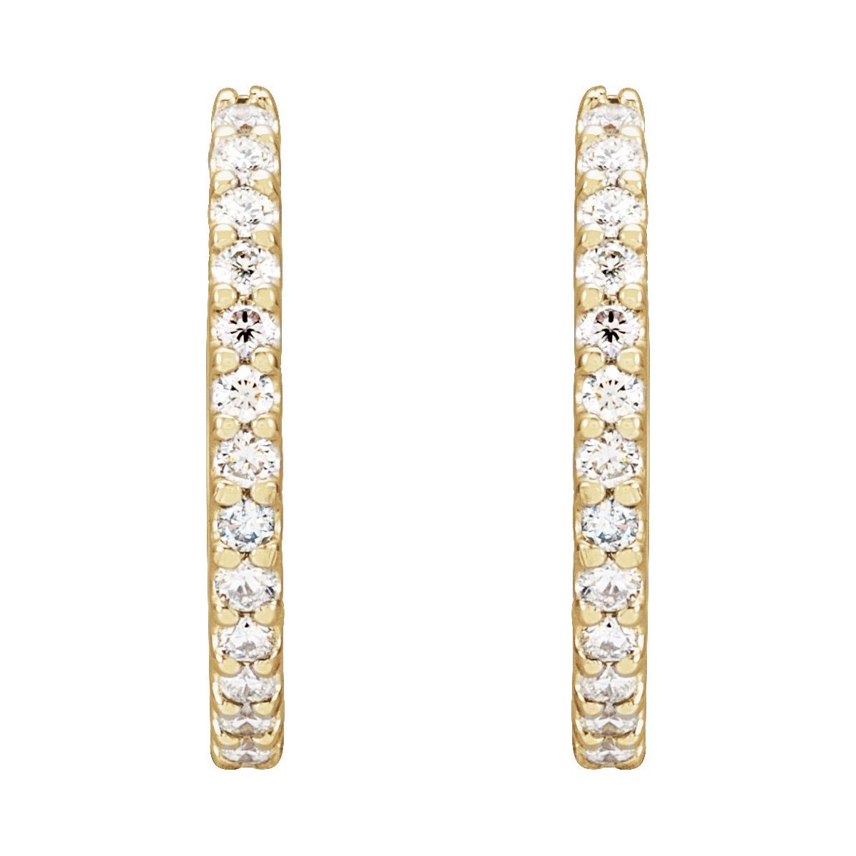 1/2 CTW Natural Diamond 16 mm Hoop Earrings in 14k yellow gold